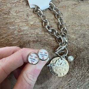 UVA earrings, uva bracelet, Virginia bracelet, uva cavaliers jewelry